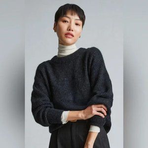 Everlane The Alpaca Crew Heathered Black S - image 1